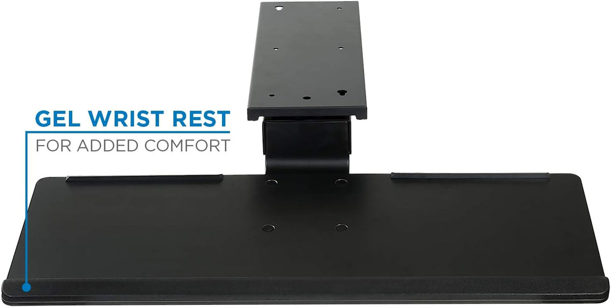 Mount-It! Under Desk Keyboard Tray and Mouse Platform, Ergonomic Computer Keyboard Drawer with Gel Wrist Pad, 17 inch Space Saving Track, Black (MI-7138)
