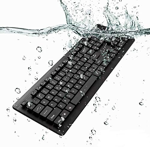 BoxWave Keyboard Compatible with Dell Inspiron 13 5310 (13.3 in) - AquaProof USB Keyboard Washable Waterproof Water Resistant - Jet Black