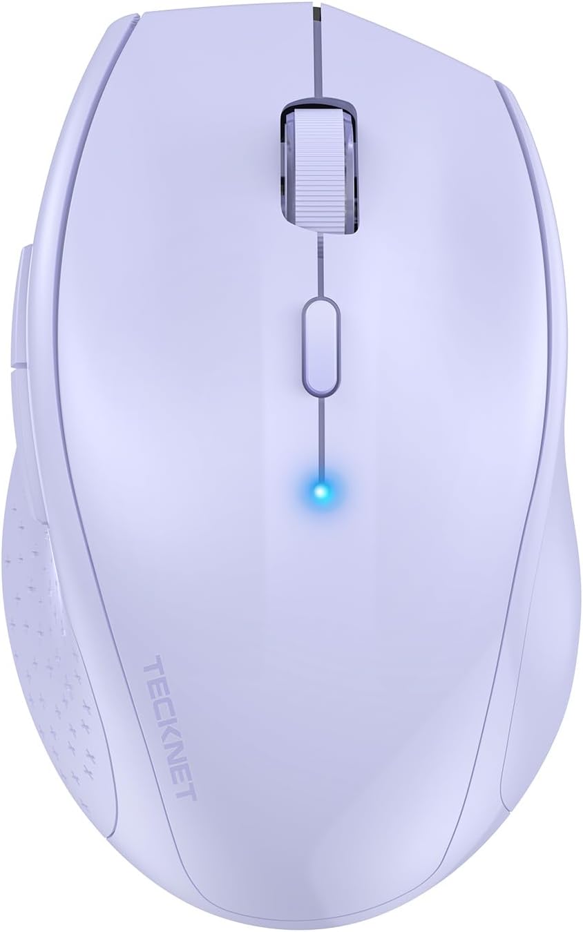TECKNET Bluetooth Mouse, 4800 DPI Wireless Mouse, 2-Year Battery 6 Adjustable DPI, 6 Buttons Compatible with Laptop/Windows/Computer - Lavender