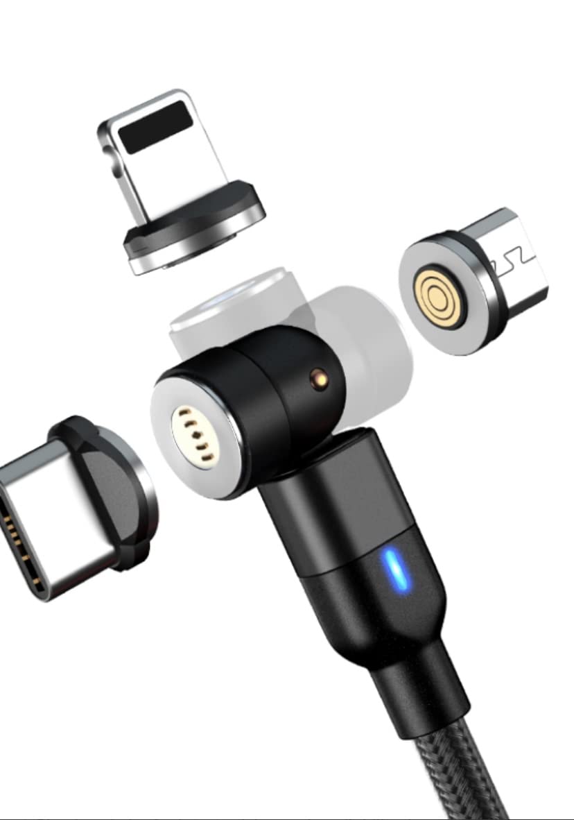 RISEMOSE Magnetic Charging Cable, NetDot 6 Pack (3ft) Max 18W Fast Charging for Micro USB, USB-C/i-Product (Black)
