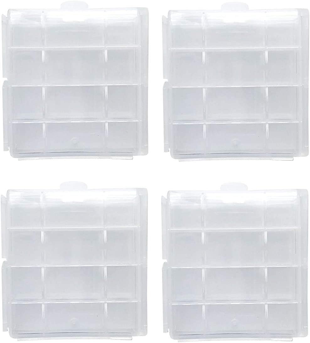 Battery Case for AA/AAA Batteries - Compact Portable Organizer Storage Case, Clear Protective for Home/Office/Travel (4