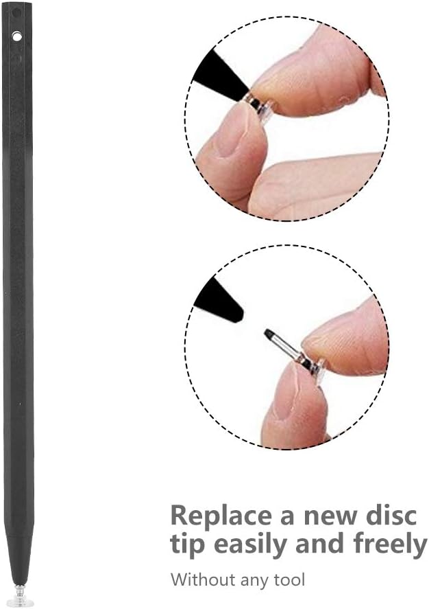 ASHATA Universal Capacitive Stylus Pen, 2PCS Precision Disc Tip Stylus for All Mobile Phones and Tablets (Black)