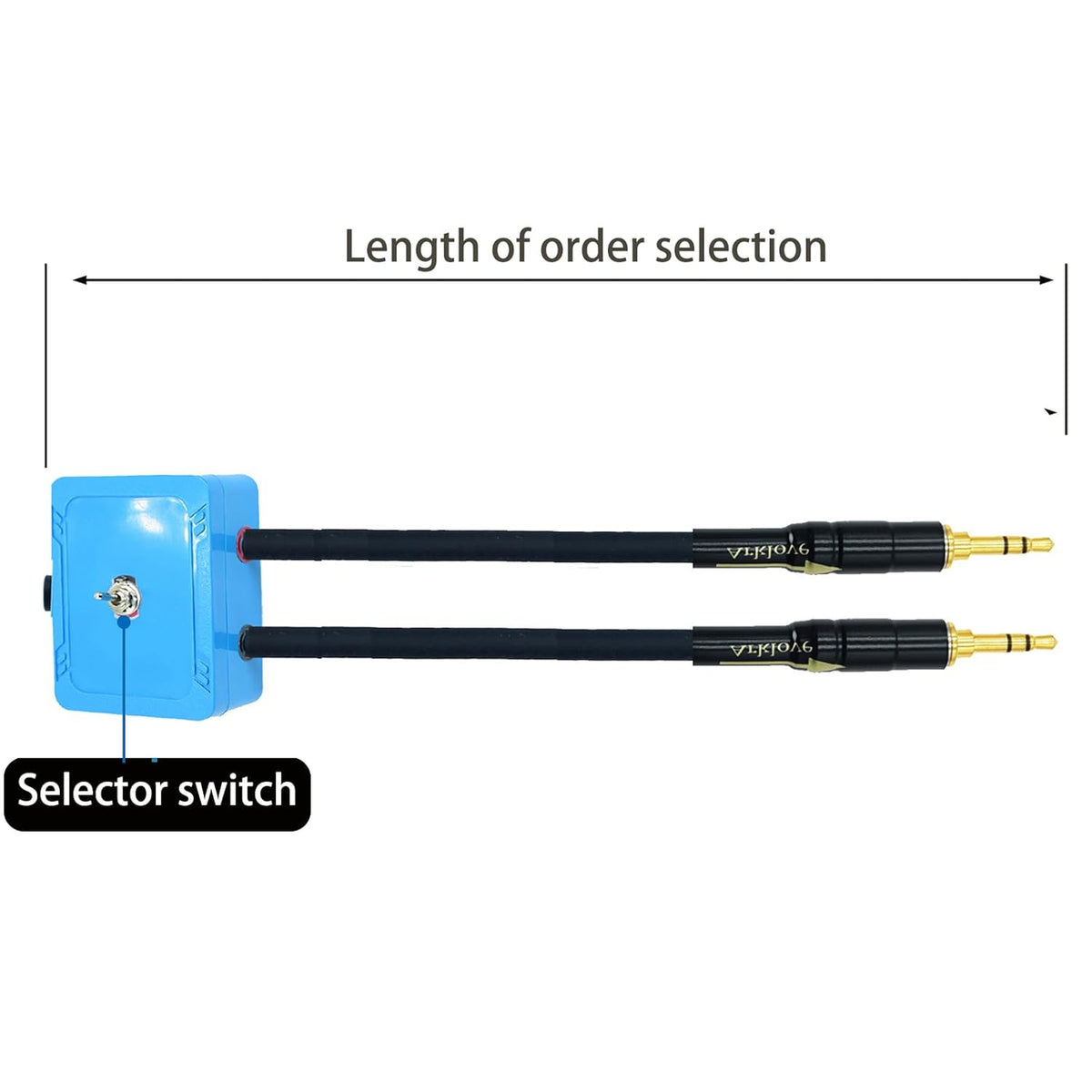 2ft Sound Channel swicher 1/8" aux Input 3.5mm Female to 2X 3.5 Output Switch Selector 2 in 1 Out R/L Stereo Audio 1 in 2 Out Stereo Audio Splitter with Phone pc Player