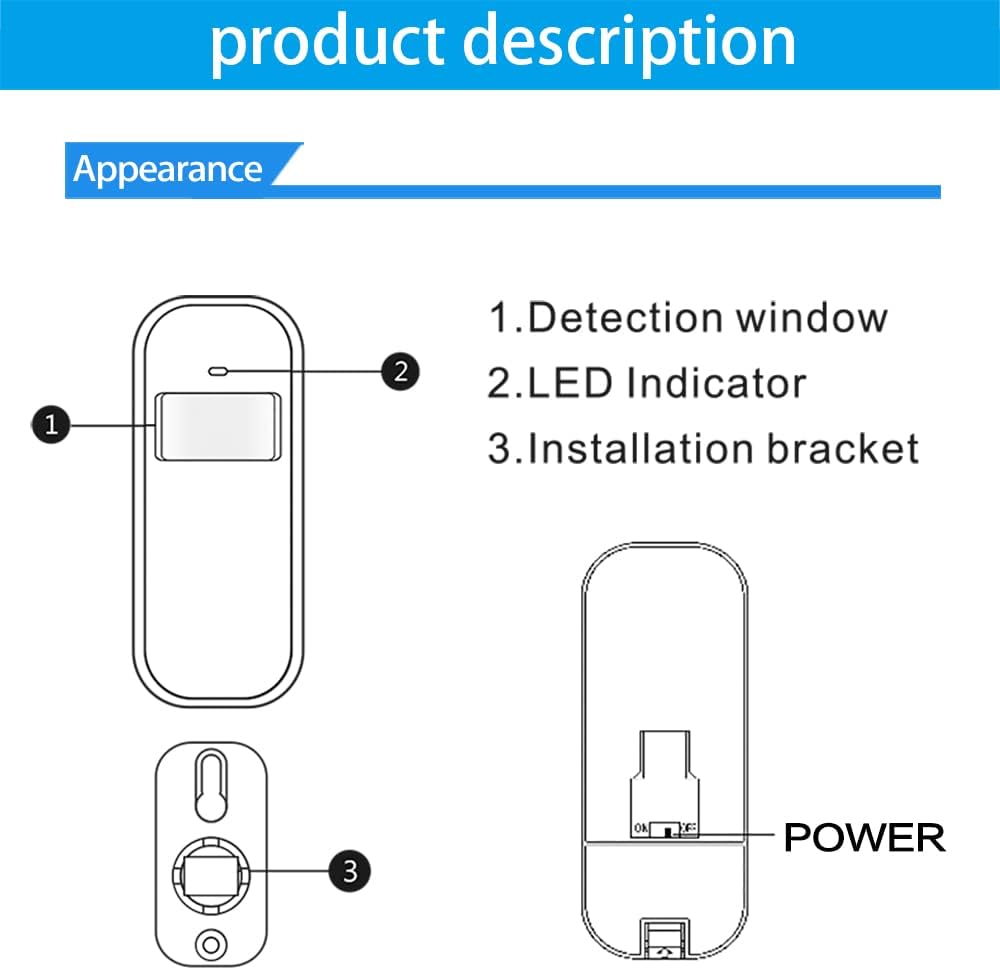 Wireless Infrared Motion Sensor PIR Motion Detector, Anti-Theft for Home Security Alarm System, Burglar Alert System