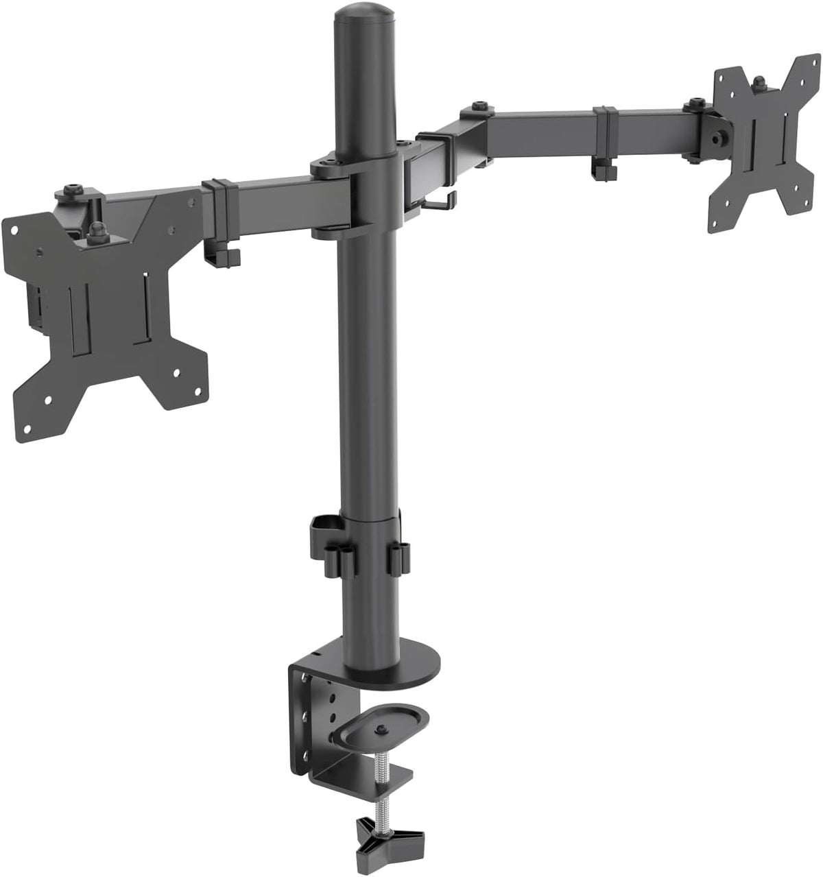 H&C(hcck&Cllassp) Dual Monitor Mount, Monitor Arm with Swivel, Tilt, Rotation, Height Adjustable, VESA Mount for 17-27” Monitors up to 17.6lbs, Desk Mount with C-Clamp, Black