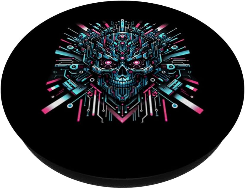 PopSockets Standard PopGrip - Cyberpunk Robotic Skull Cyborg Streetwear Heavy Metal Band