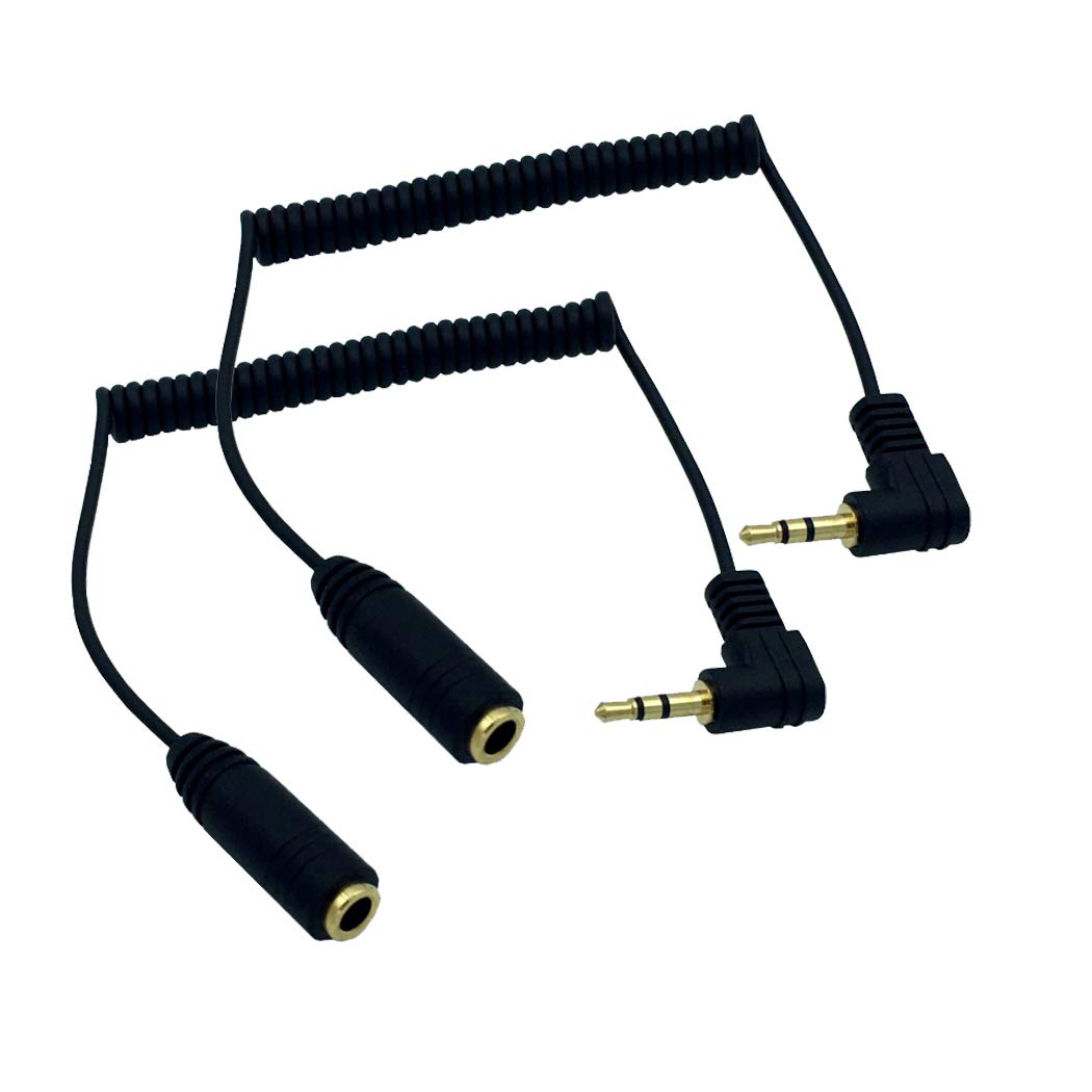 Seadream Coiled 3.5mm to 2.5mm Aux Cable 2Pack, Right Angled Male to Female Headset Audio Adapter, 23inch