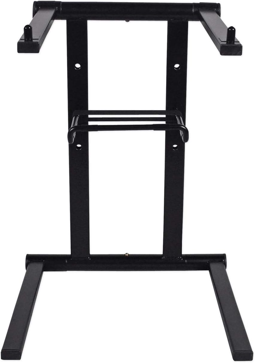 Rockville RLS2400 Lightweight Folding DJ Laptop Stand, Adjustable Height, Extra Shelf, Travel Bag, for DJs and Mobile Performers