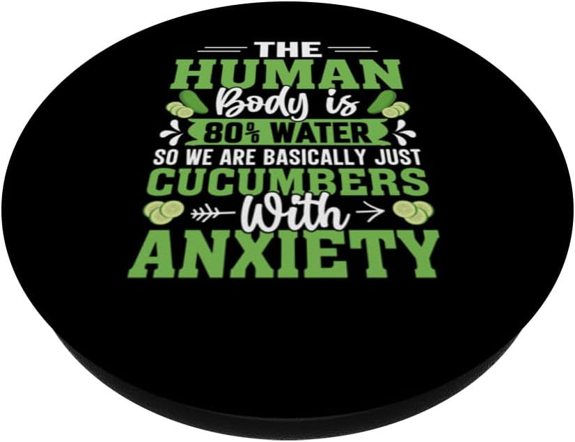 PopSockets Standard PopGrip Pickle Cucumber Body With Anxiety Funny Vegetable Humor