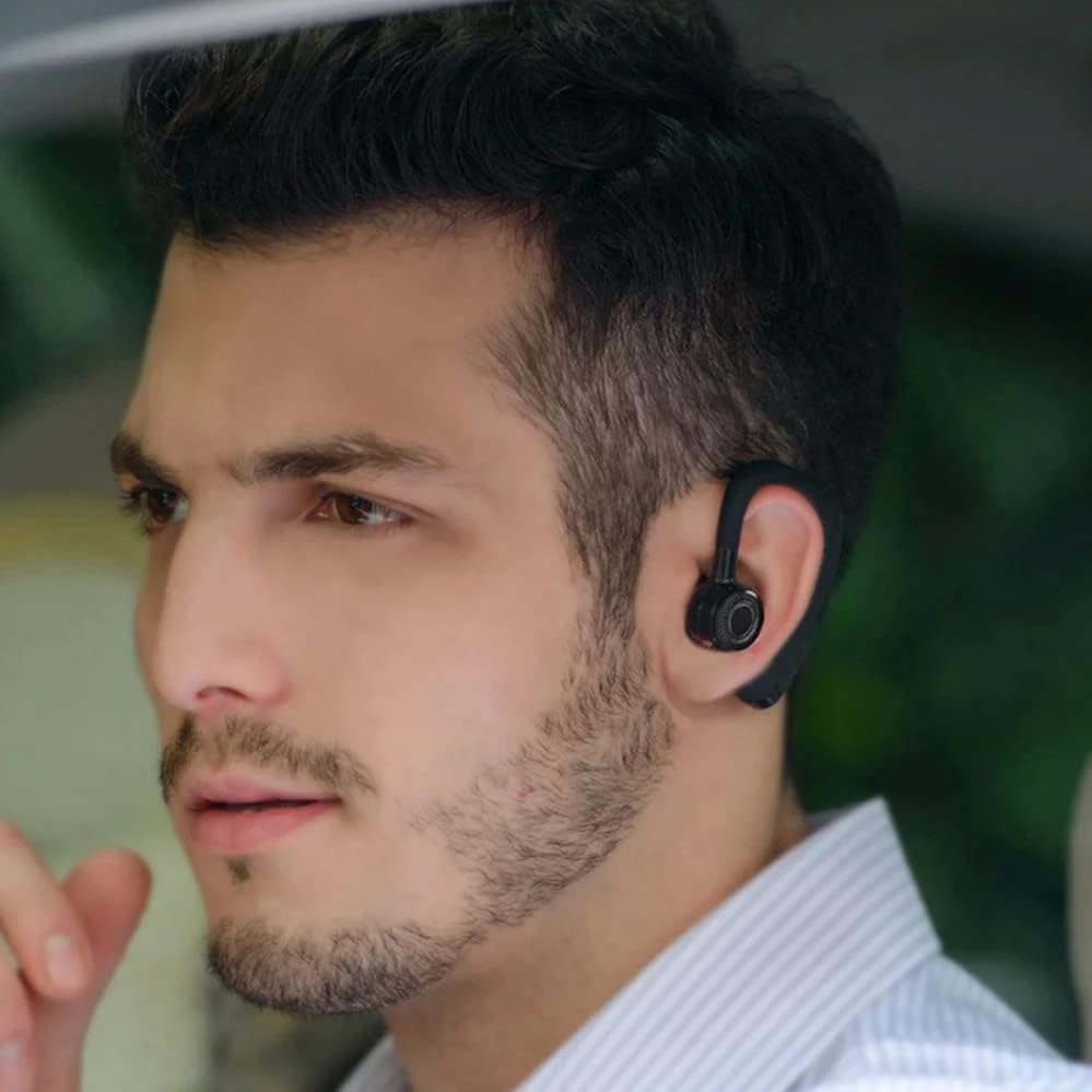 Bluetooth Headset Wireless Business Single Earpiece with 10 Hour Battery and Noise Cancelling for Trucker Driving
