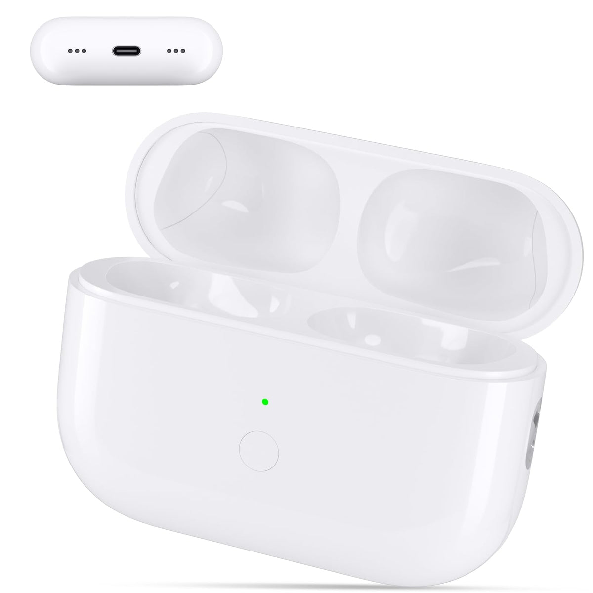 Replacement Charging Case Compatible with AirPods Pro 2nd/1st Generation, 600mAh Wireless Charger Case with Bluetooth Pairing Sync Button, 15-Min Fast