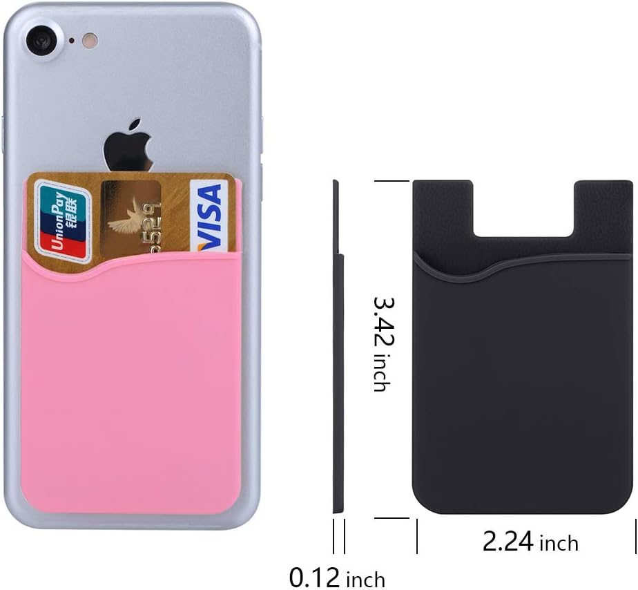 6 Pack Phone Card Holder - Silicone Stick-on Wallet with 3M Adhesive, Slim ID Holder for iPhone & Android
