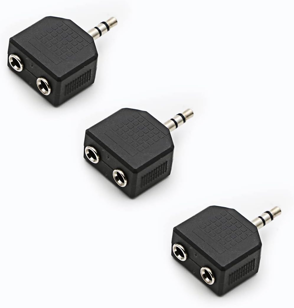 3.5mm Headphone Y Splitter, Gold Plated 3.5mm 1/8 inch Male to Dual Female Stereo Jack Adapter Converter,3-Pack