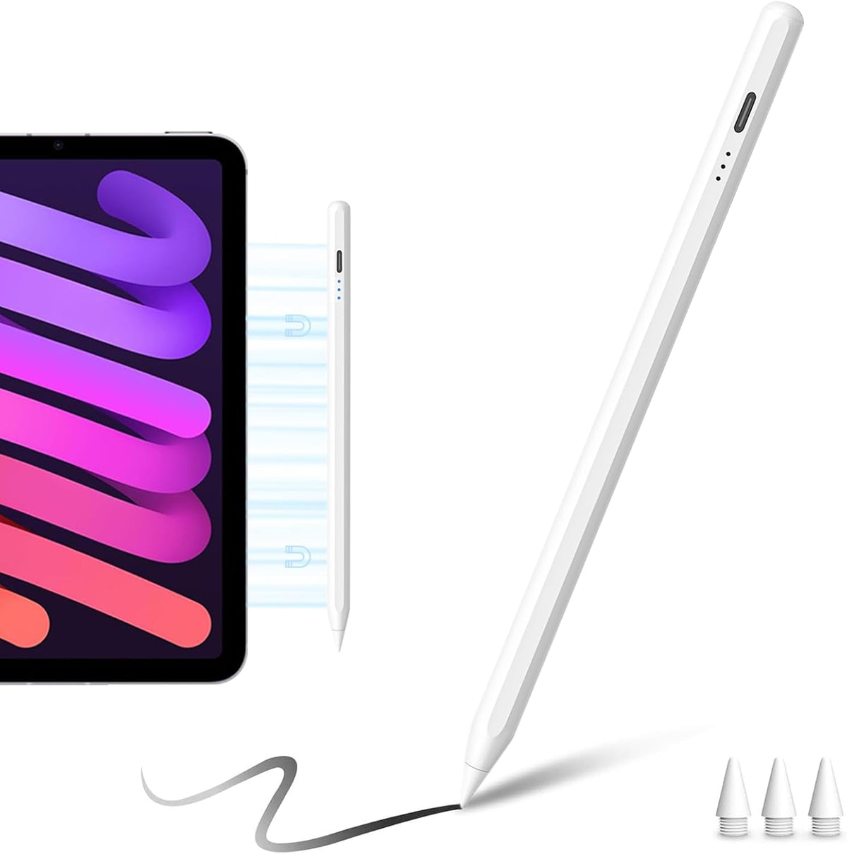 Stylus Pen for iPad (2025-2018),Tilt Sensitivity Palm Rejection Fast Charge Stylus Pencil,iPad Pencil for i Pad 11th A16/10/9/8/7/6th & Pro 13/12.9/11(M4) & Air 13/11(M3/M2) & Mini A17 Pro/6/5