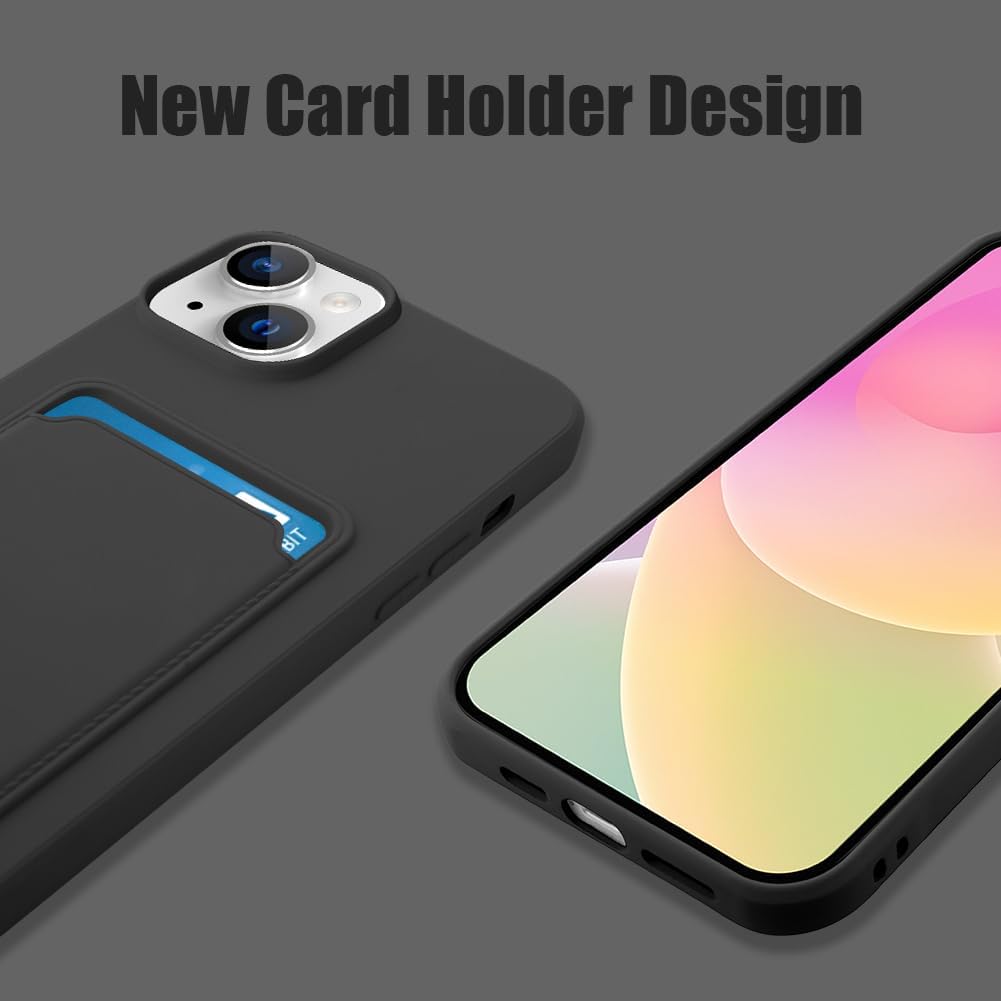 MZELQ TPU Wallet Compatible with iPhone 15 Case 2023, Card Holder Camera Protection Cover + Screen Protector