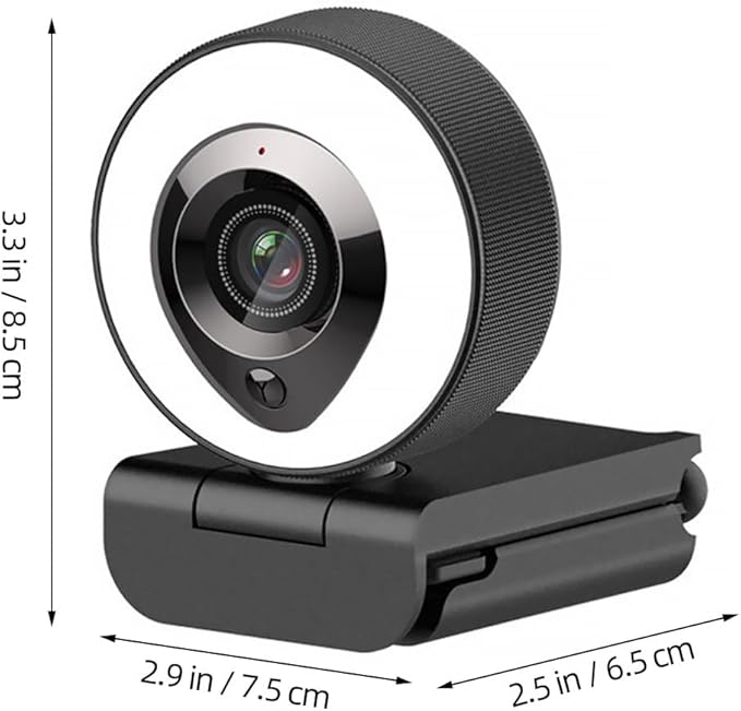 Mikikit 4k Auto-Focusing USB Webcam with Mic HD Computer Camera with Fill Light for Live Streaming and Video Calls Compatible with Laptop and Desktop
