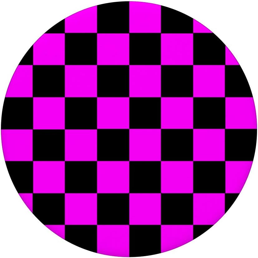 PopSockets Grip and Stand Black Fuchsia Checkered Pattern Checkerboard for Phones and Tablets