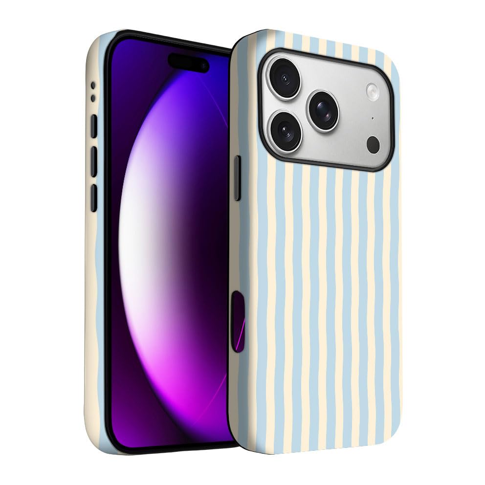 Yuzbira For Iphone 17 Pro Case | Blue Stripes | Slim Drop Protection Design