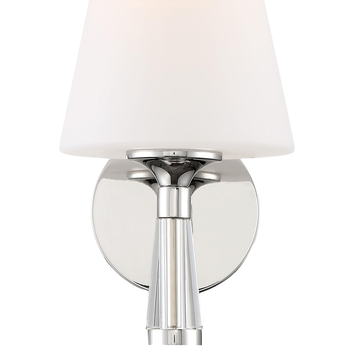 Crystorama Ramsey 1 Light Polished Nickel Sconce with Sconce with Glass Shade