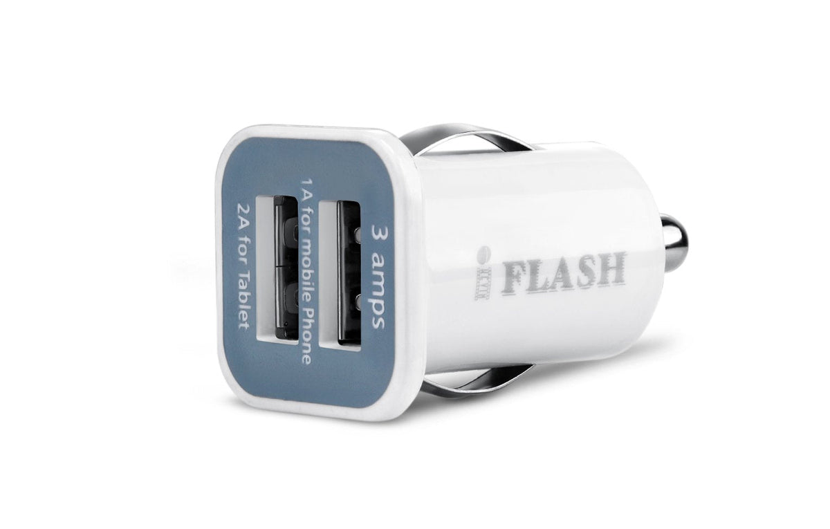 iFlash Dual USB Car Lighter Charger Adapter with 3A Output - fast Heavy Duty Ouput - Support Apple iPad Pro / Air 2 / mini 2/3/4 iPhone X / 8 Plus / 7