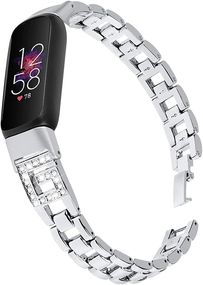 Metal Bands for Fitbit Luxe, Adjustable Stainless Steel Replacement Watch Strap Accessories for Women Men