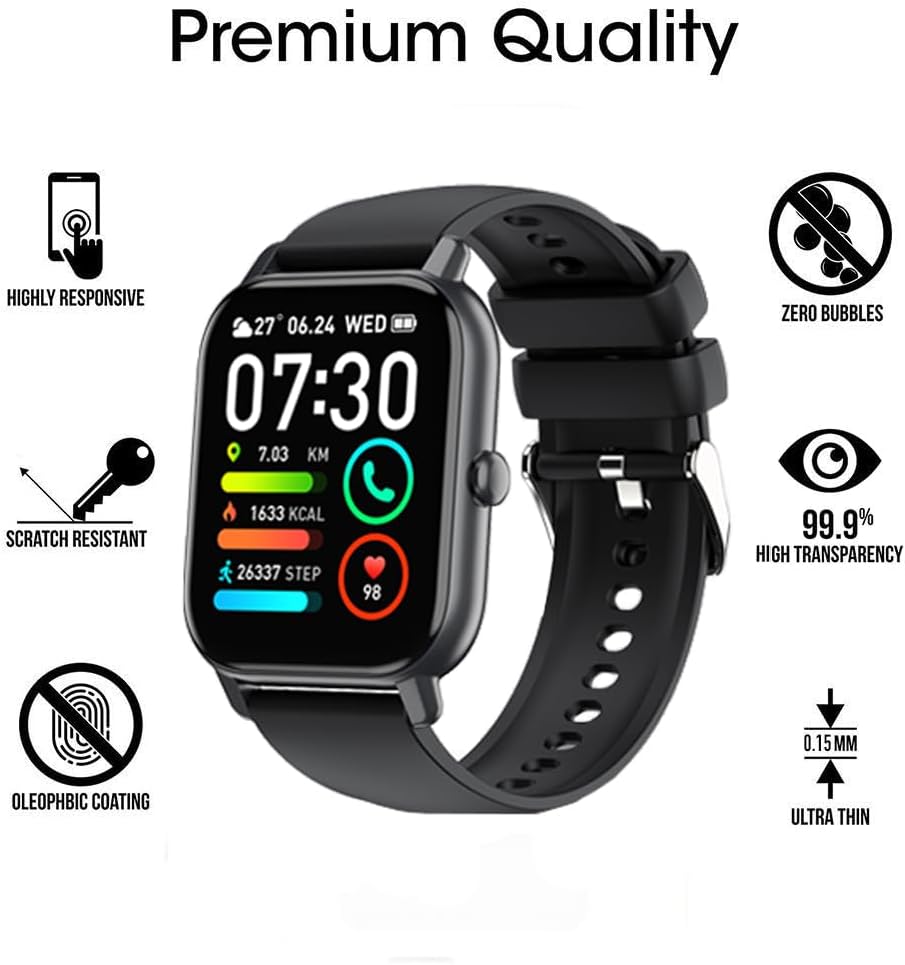 6 Pack Compatible with Nerunsa P66D 1.85” Smart Watch Screen Protector Film, Crystal Clear HD Anti-Scratch Foils