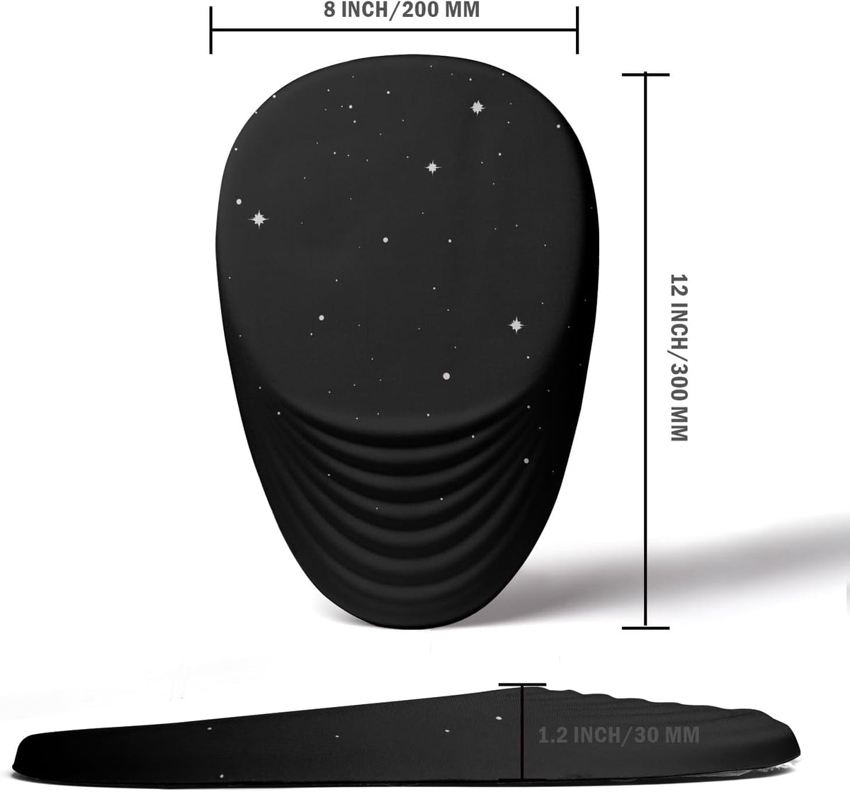 Ergonomic Mouse Pad Wrist Support, Mouse Pad with Wrist Rest, Entire Memory Foam & Non-Slip PU Base MousePads with Stepped-Wedge Design for Pain Relief, Desk, Office, Home, Black Star