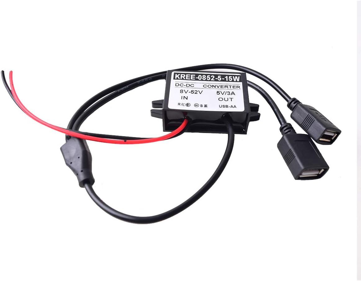 Auto Vehicle Direct Wire Charger, 12V 24V to 5V Dual USB Charging Cable for Dash Camera, Car DVR, GPS