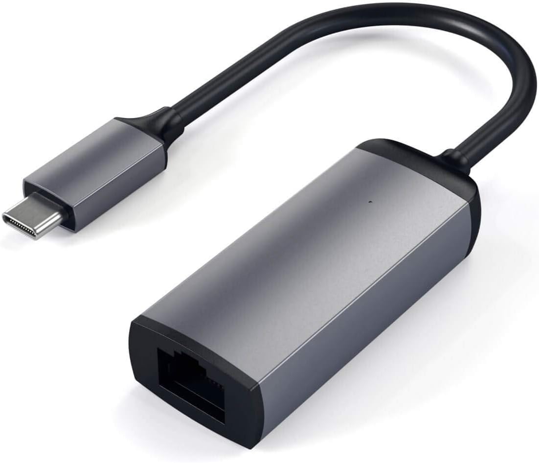 Satechi Aluminum Type-C Gigabit Ethernet Adapter - Compatible with 2022 MacBook Pro/Air M2, 2021 MacBook Pro M1, 2020 MacBook Air/Pro M1, 2021 iPad Pro M1 (Space Gray)