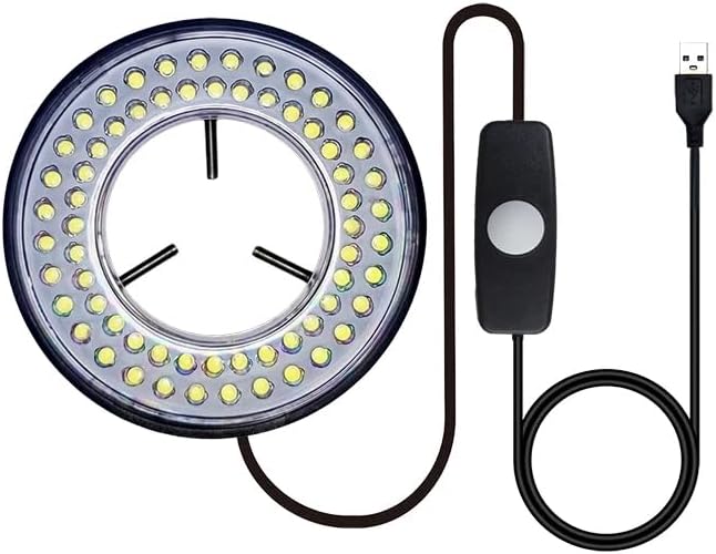 Light Microscope LED Ring Illuminator, USB Adjustable LED Ring Light for Monocular, Binocular, Trinocular Microscopes