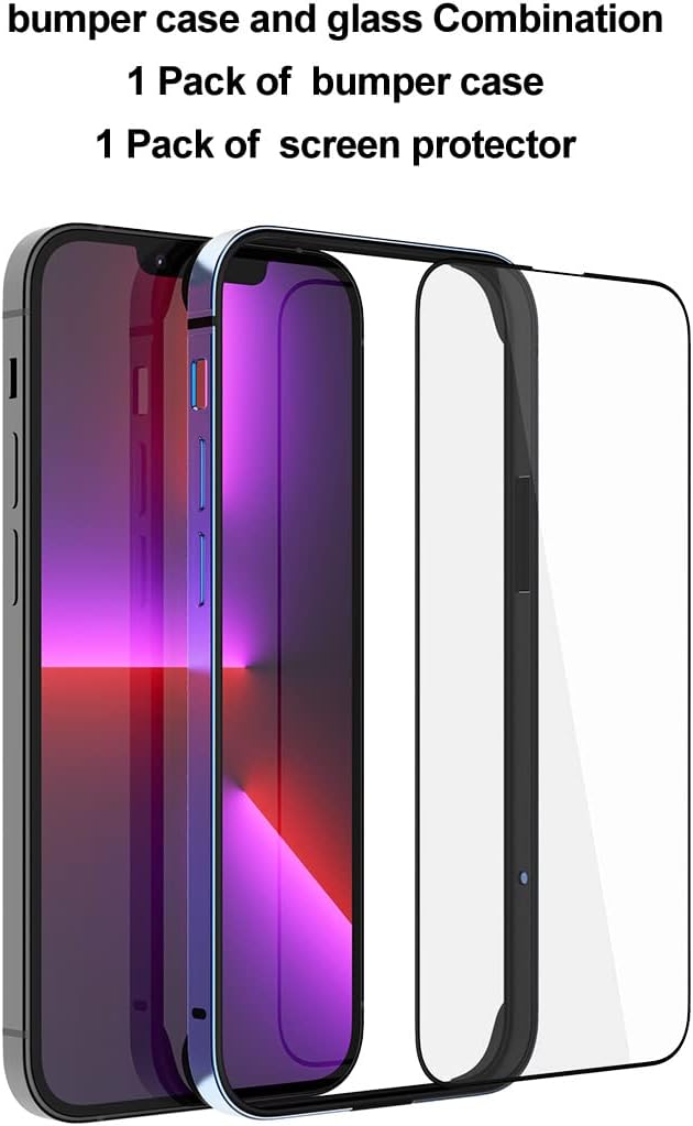 Slim Metal Bumper Case for iPhone 14/13/13 Pro, Metal Bumper Cover with Soft TPU Inner [No Signal Interference][Support