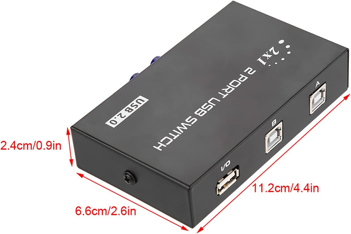 ASHATA USB 2.0 Peripheral Sharing Switch, 2/4 Port Manual Sharing Switch for PC Printer Scanner, Compatible with