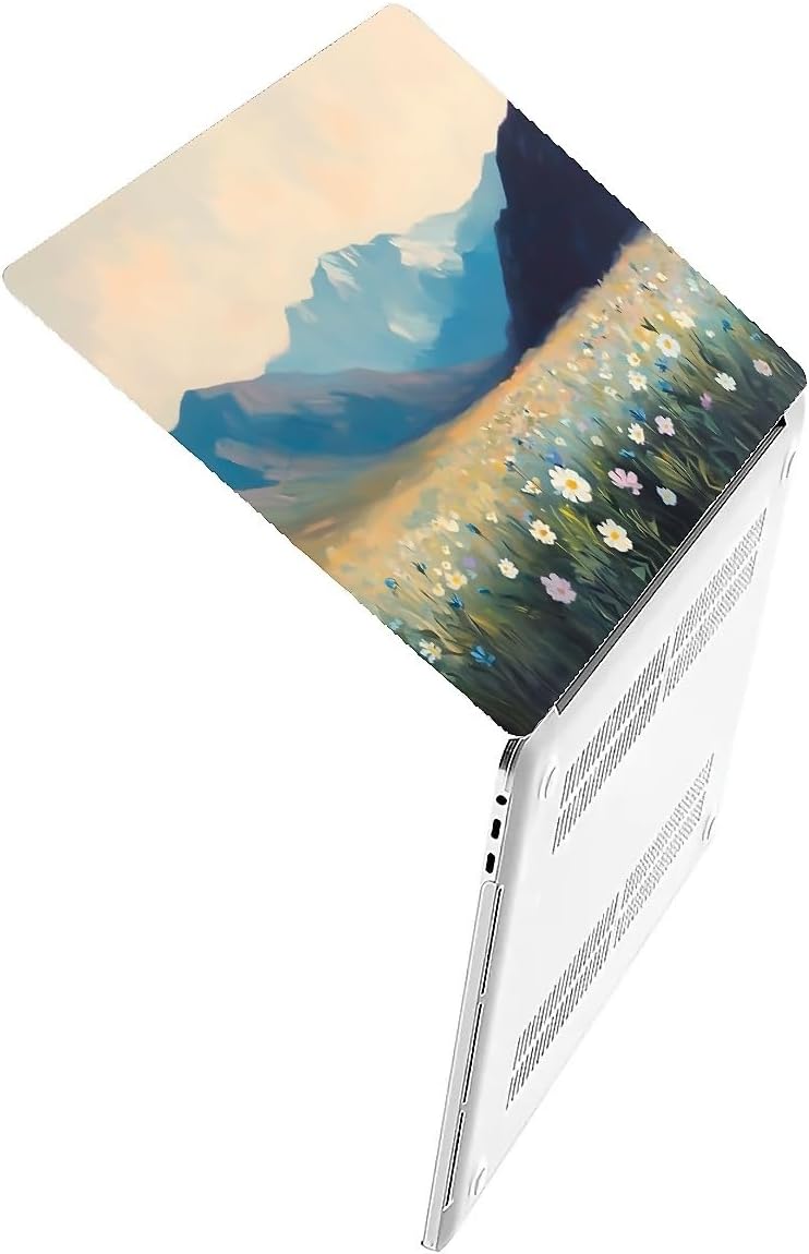 Compatible with MacBook Air 13.3 13.6 Inch Case 2022 2021 2020 2019 Plastic Hard Shell Case Cover,13.6 Air (A2681) M2 2022, Wildflowers and Mountains
