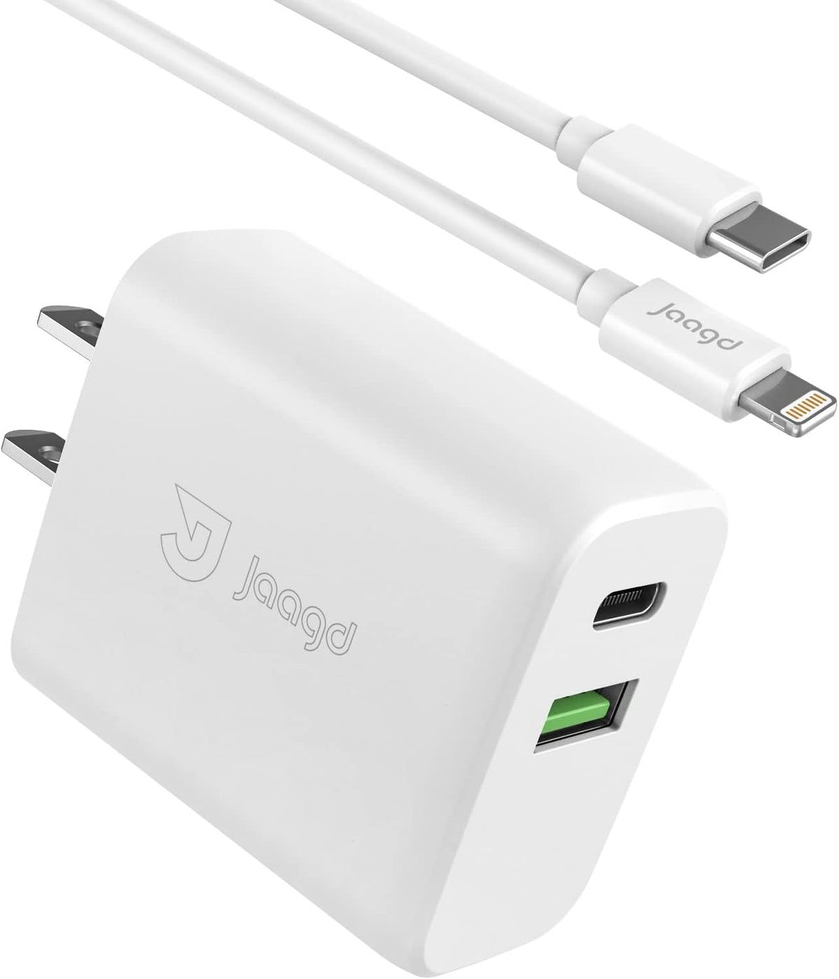 20W Charger Set for iPhone and iPad, USB C and USB Dual Wall Charger with Type-C Lightning Cable Compatible with iPhone