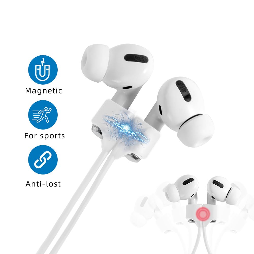 Magnetic Anti-Lost Straps for AirPods,2 Pack Ultra Strong Magnetic AirPods Strap Anti-Lost Neck Rope Cord,Soft Silicone Sports Lanyard Compatible