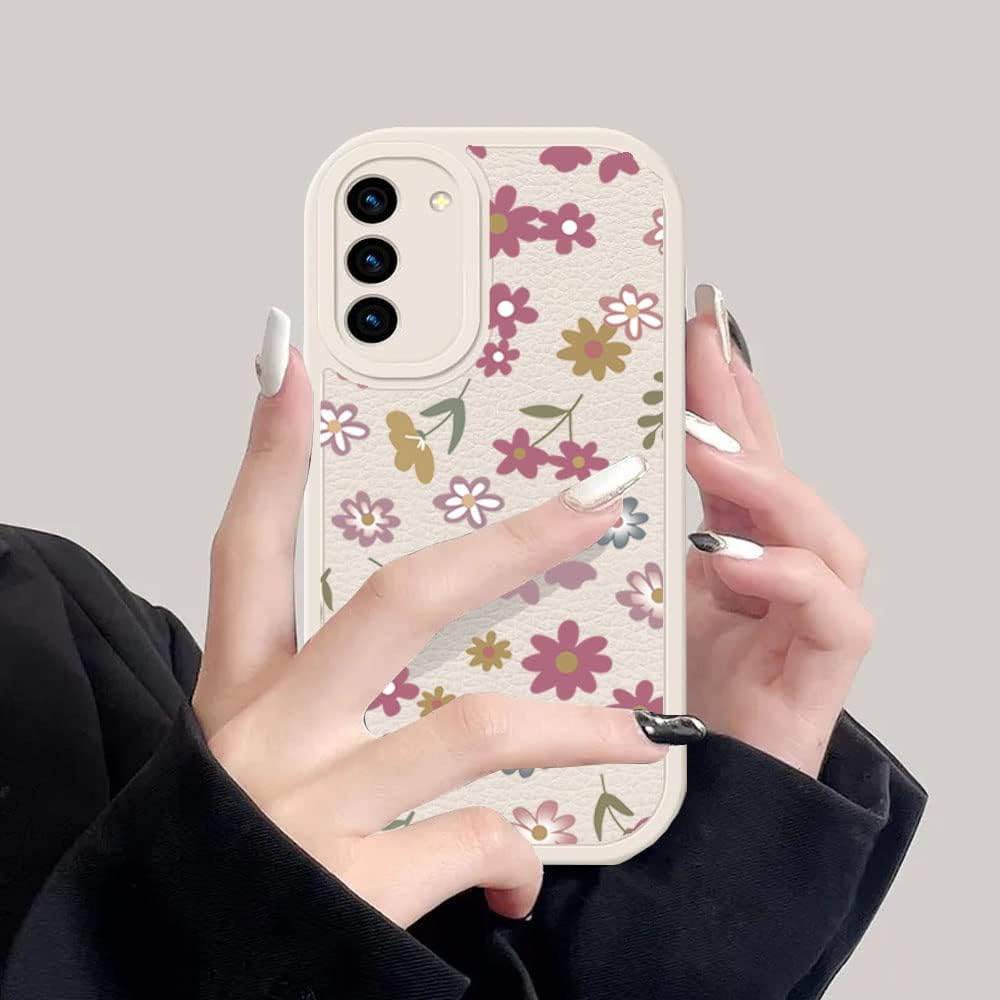 Samsung Galaxy A14 5G Case with Cute Flowers Pattern, Soft PU Leather Protective Case for Women, Pink