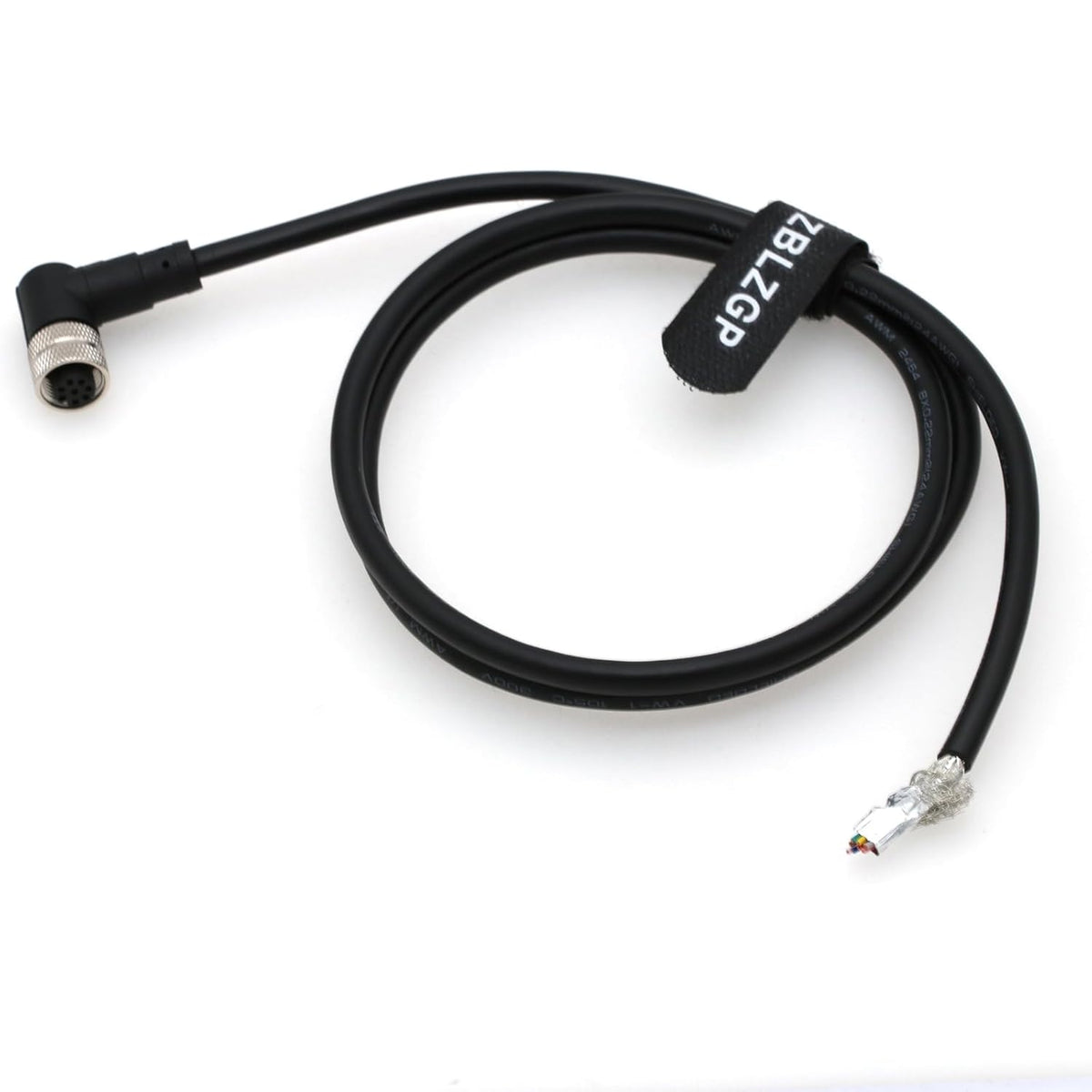 M12 A-Code Elbow 8 Pin Female Sensor Connector Shielded Cable to Flying Leads for Industrial Automation 1M/3.3FT
