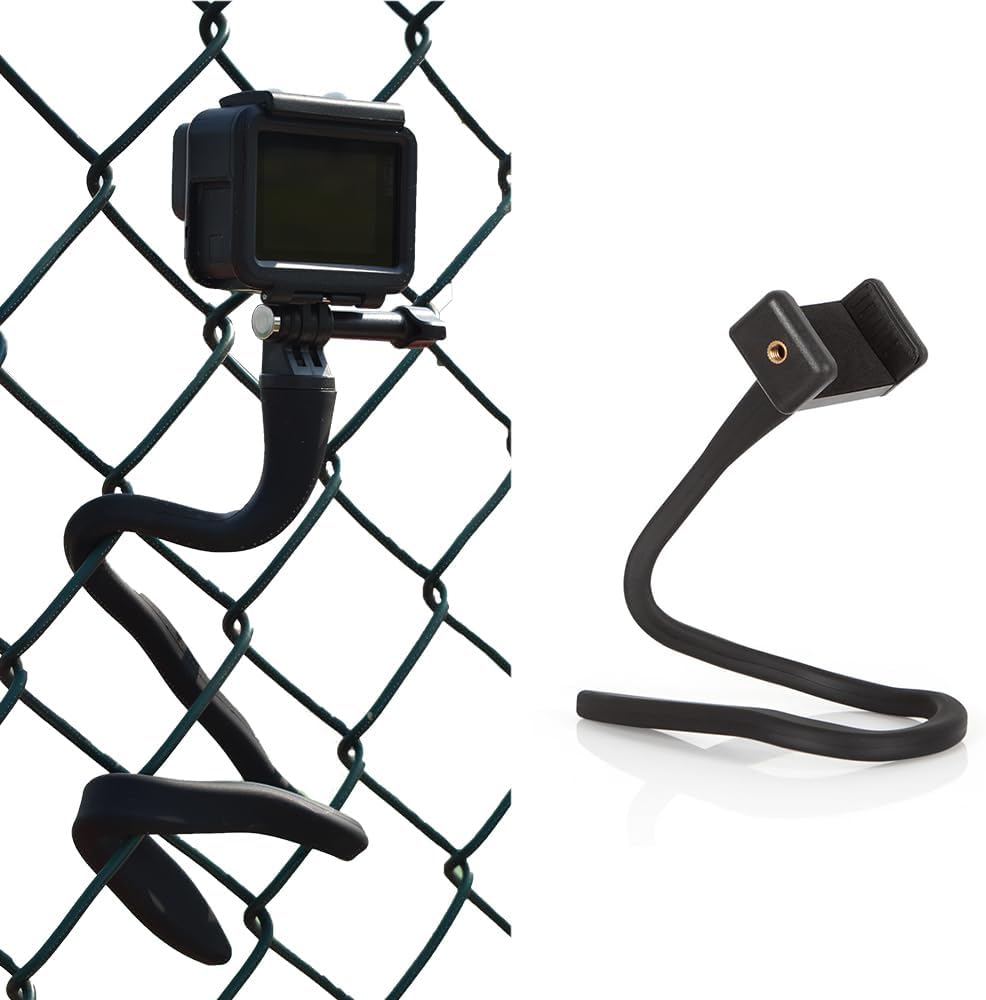 Fence Mount Chain Link Mount for Action Camera Phone, Flexible Clamp Selfie Pole Gooseneck Mount for GoPro, Insta360,