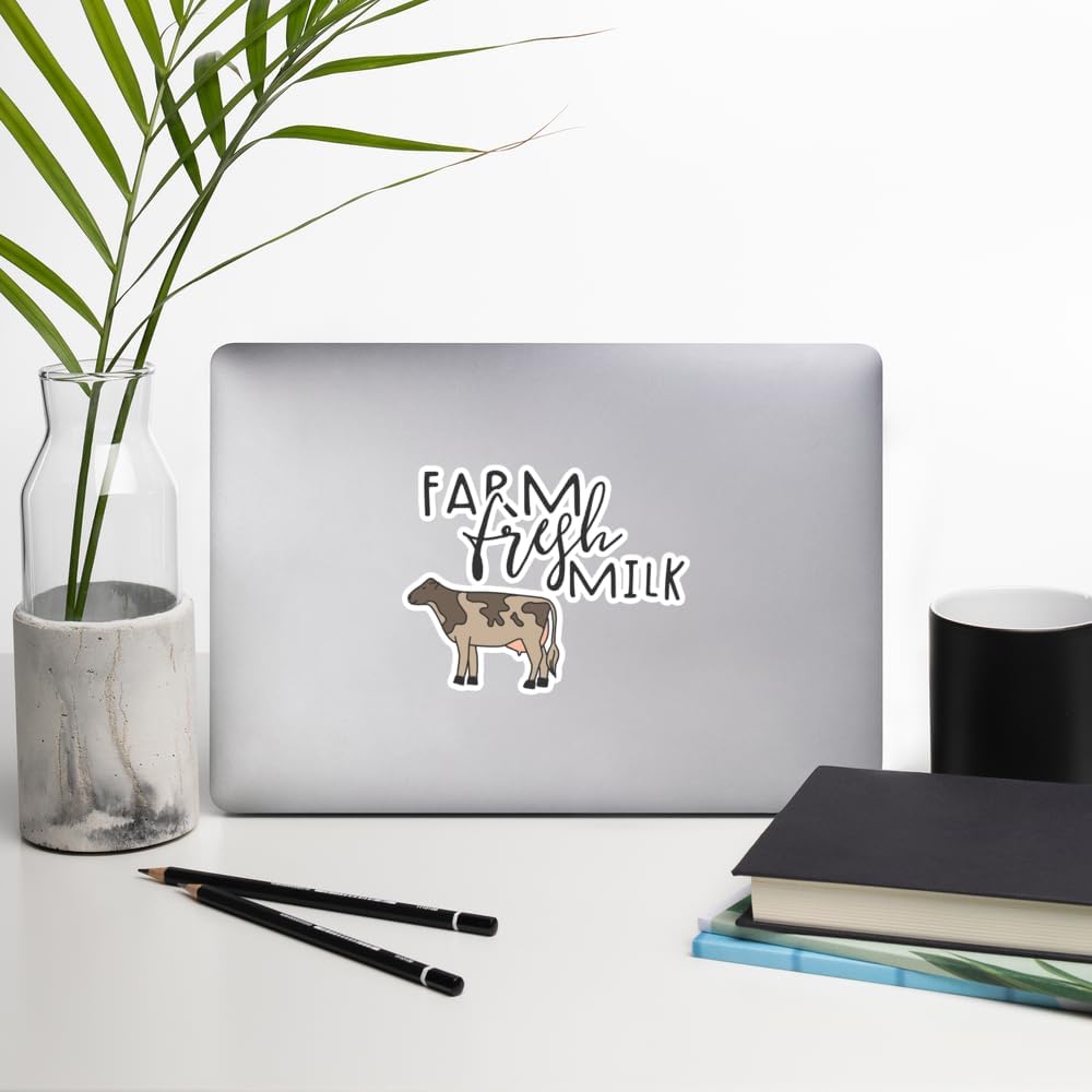 Generic FRMA04 (3 3 inches) Farm Fresh Milk Sticker Cute Cow Farm Vinyl Decal, Rustic Dairy Design for Laptop, Journal