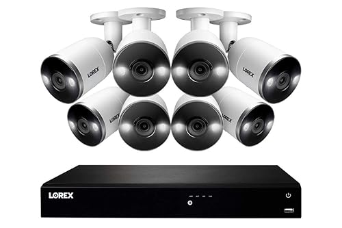 Lorex 4KSDAI168-2 4K Smart Deterrence 16 Channel Surveillance System w/ N862A63B 4K 3TB NVR and 8 E892AB 4K Smart Deterrence Bullet Cameras