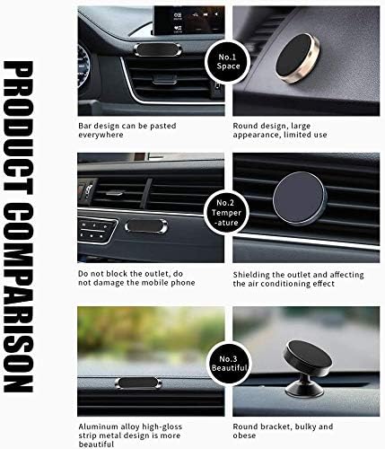 SALEX Flat Magnetic Phone Mounts 2 Pack, Black & Silver Cell Phone Holder for Car Dashboard and Wall Mount
