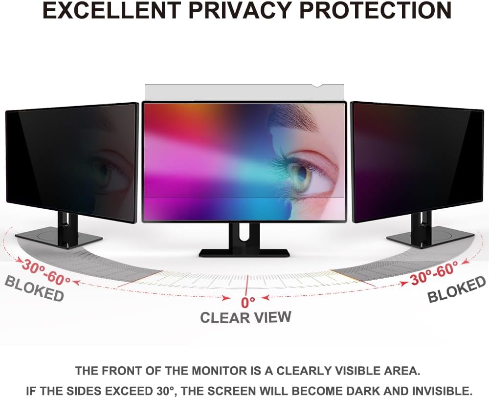 GUMIKE 27 inch Computer Privacy Screen Filter for 16:9 Aspect Ratio Widescreen Monitor - Blue Light Filter - Anti-Glare & Anti-Scratch Protector Film (27 Inch (Diagonal) - 16:9Aspect Ratio)