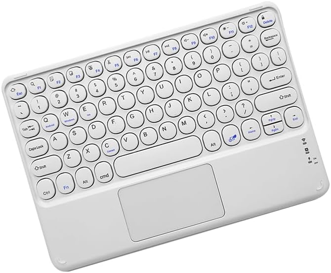 Wireless Keyboard with Touchpad - Ultra-Slim Portable Rechargeable Bluetooth Keyboard for iPad/iPad Pro (White)