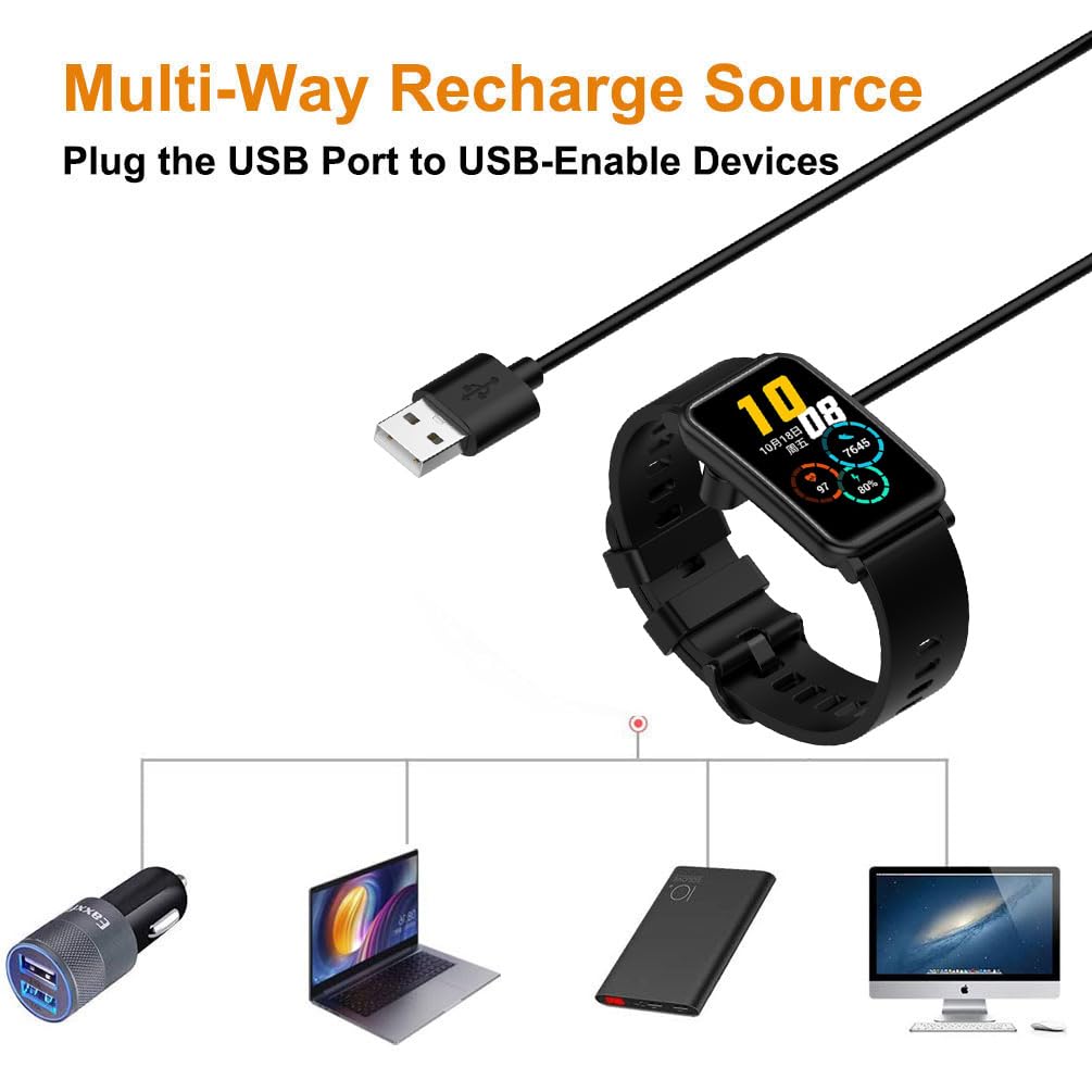 [2-Pack] Samsung Galaxy Fit 3 Charger Cable, Magnetic USB A Replacement Charging Cable Dock, 3.3FT/100cm (Black)