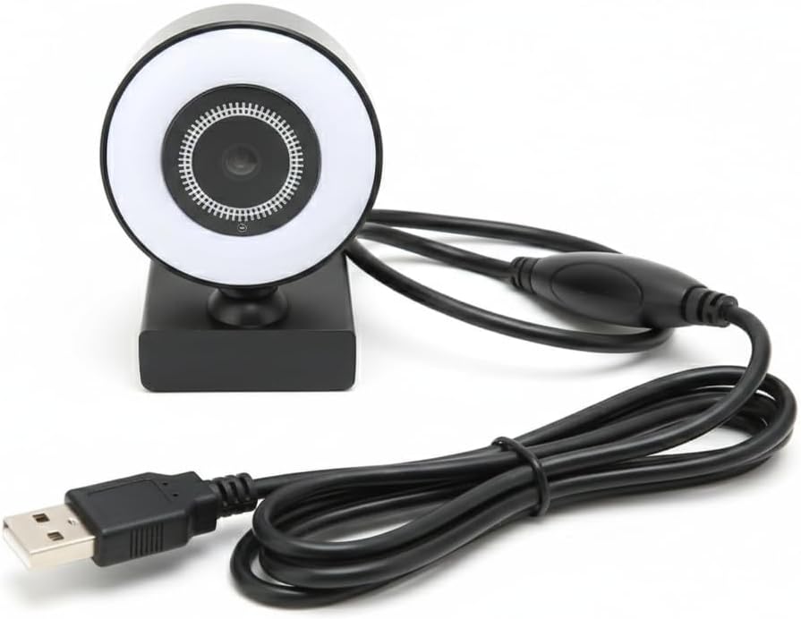 Generic StreamLED 720p Setup HD USB Webcam with Adjustable LED Ring Light & Digital Mic Web Cam for Streaming, Zoom