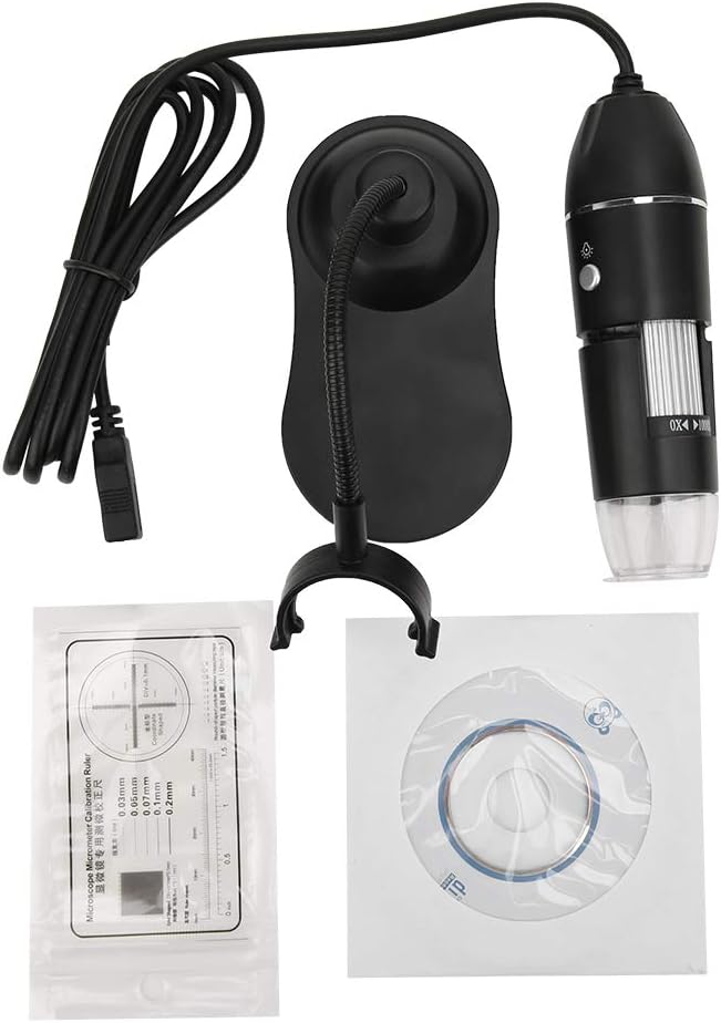 Fydun Digital Microscope, 50X-1000X USB Electronic Microscope with Bracket and 8 Adjustable LED Lights