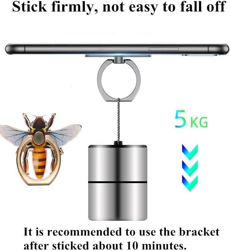 Bee Shape Style Alloy Color Paint Panel 360° Rotation Cell Phone Ring Holder Stand, Compatible with iPhone Samsung LG