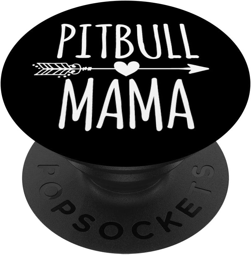 Pitbull Mama Love Pitbulls Black Background Cute Mom Gift PopSockets PopGrip for Phones & Tablets