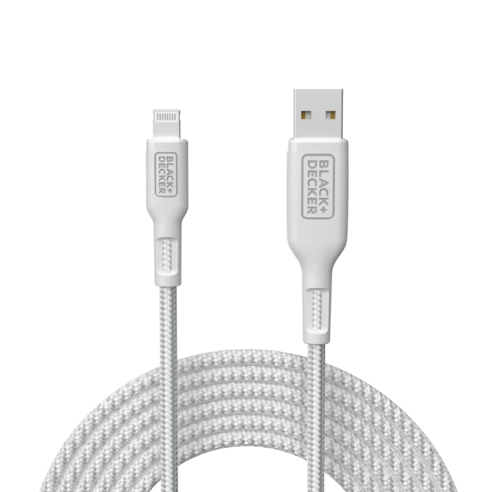 BLACK+DECKER Lightning to USB Cable - Fast Compatible iPhone Lightning Cable - Durable Braided iPhone Charger Cord - for Travel and Daily Use - Multiple Color + Length Options - 3ft