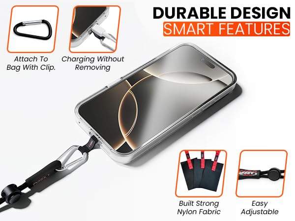 Phone Lasso® Tether Set - Adjustable Neck Strap & Wrist Strap with 2 Grip Patches, Fits Most Cases, Compatible with iPhone, Samsung, Android